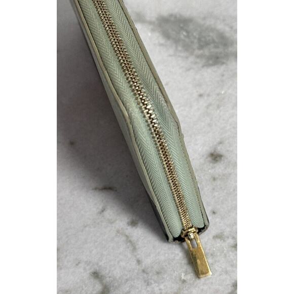 Auth. Celine Green & Black Large Lambskin Leather Long Zippy Wallet - Picture 8 of 11